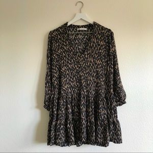 Zara Leopard Tiered Mini Dress Medium